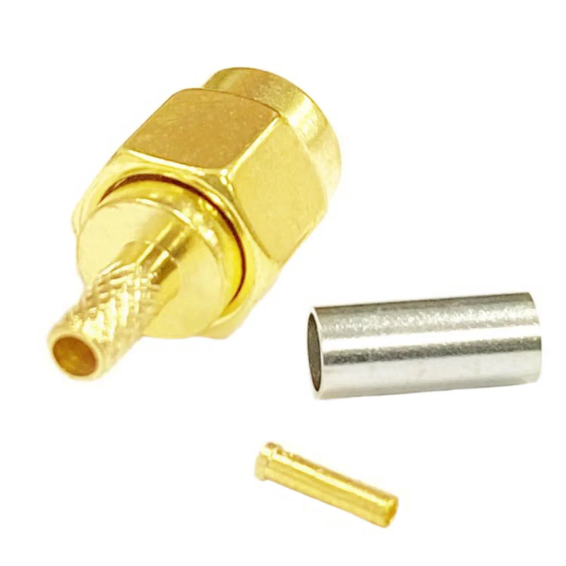 1pc RP SMA Male Plug RF Coax Crimp  RP-SMA Male for RG316  RG174  LMR100 Cable Straight Goldplated