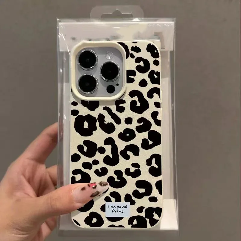 Leopard Print Silicone Phone Case with Lichee Pattern Cover
