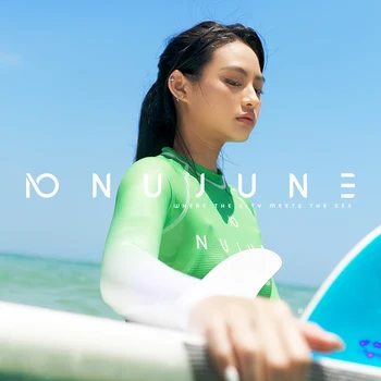 Nu-June-Surfing Rashguard for Women, Long Sleeve Swimwear, Protection Surf Rash Guards, 2 Pieces Surf Clothing, Swimsuit Top 1