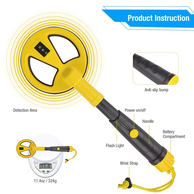 MD-780 Fully Waterproof Underwater Metal Detector for Kids and Adults Mini Handheld Pinpointer Probe Pulse Induction with LED
