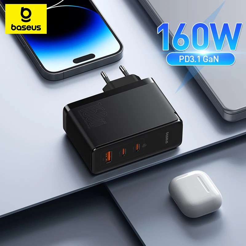 Baseus 160W GaN Charger Untuk iPhone 17 16 15 14 Pengisi Daya