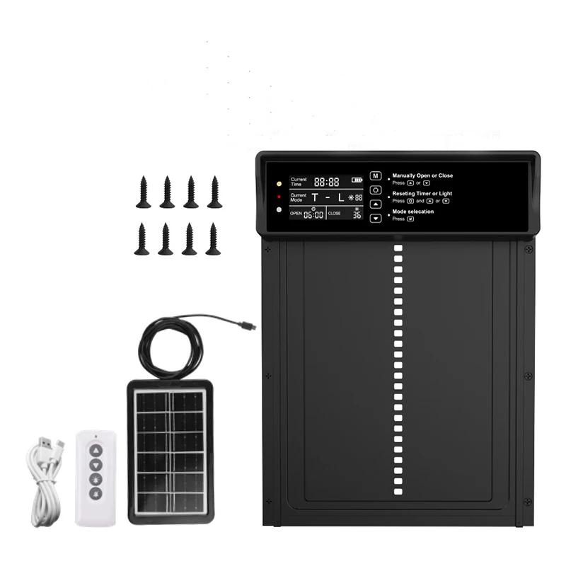 Solar chicken coop door automatic chicken door solar powered charging auto door 4 modes with timer & light senso chicken coop door