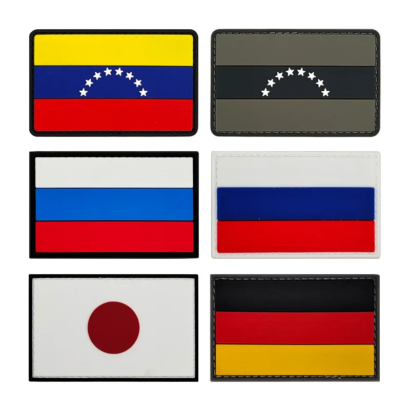 3D PVC Russland Deutschland Venezuela Japan Fahnen Abzeichen Haken und Schleife Patches Identifikation Armbinden Militär Kampf Patch