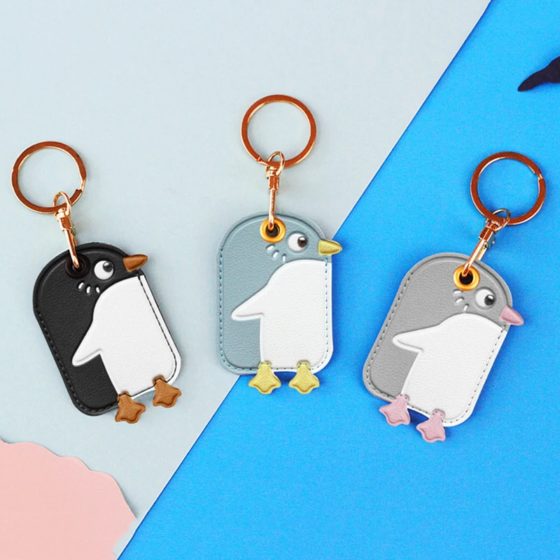 Portachiavi Pinguino Eterno In Acciaio Inox, Con Custodia Regalo Nera 8x10 Cm, Accessorio Moda Donna Argento