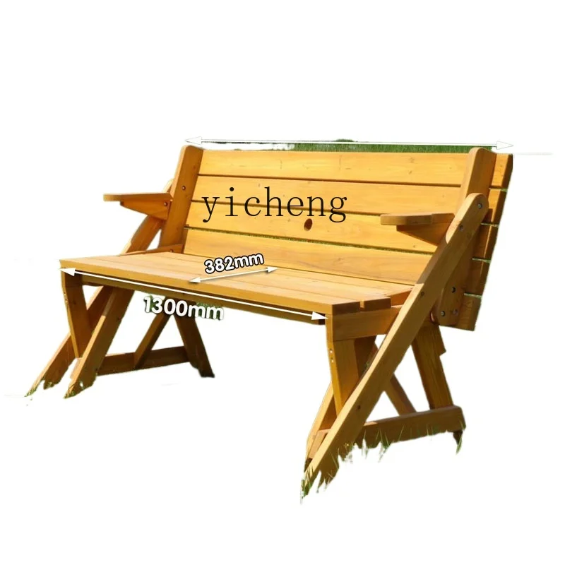 

ZF Outdoor Chair Courtyard Occasional Table and Chair Park Square Back Length Stool Solid Wood Anti-Corrosion