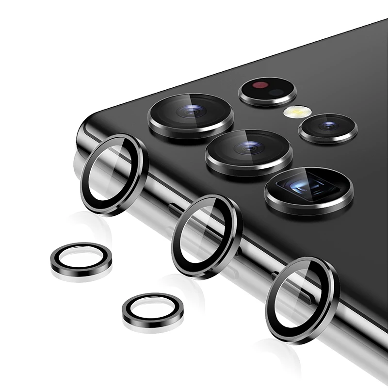 Generic Verre Trempé pour Samsung Galaxy s22 ultra Caméra Protecteur Bague  individuelle en métal Sans Bulle Anti-Rayures Caméra Protecteur D'écran  Film lentill de protection Noir à prix pas cher