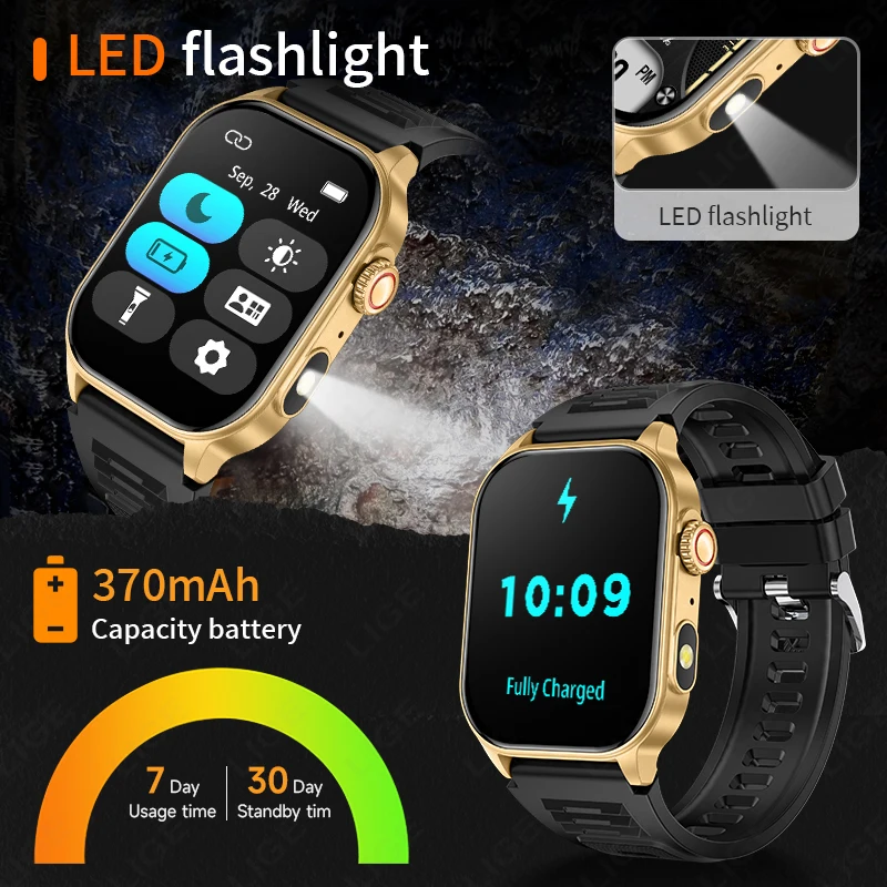 LIGE New Smartwatch Men Women AI Voice Bluetooth Call Health Monitor Sport Fitness Watches 2.01” HD Large Screen Smart_voghion.com