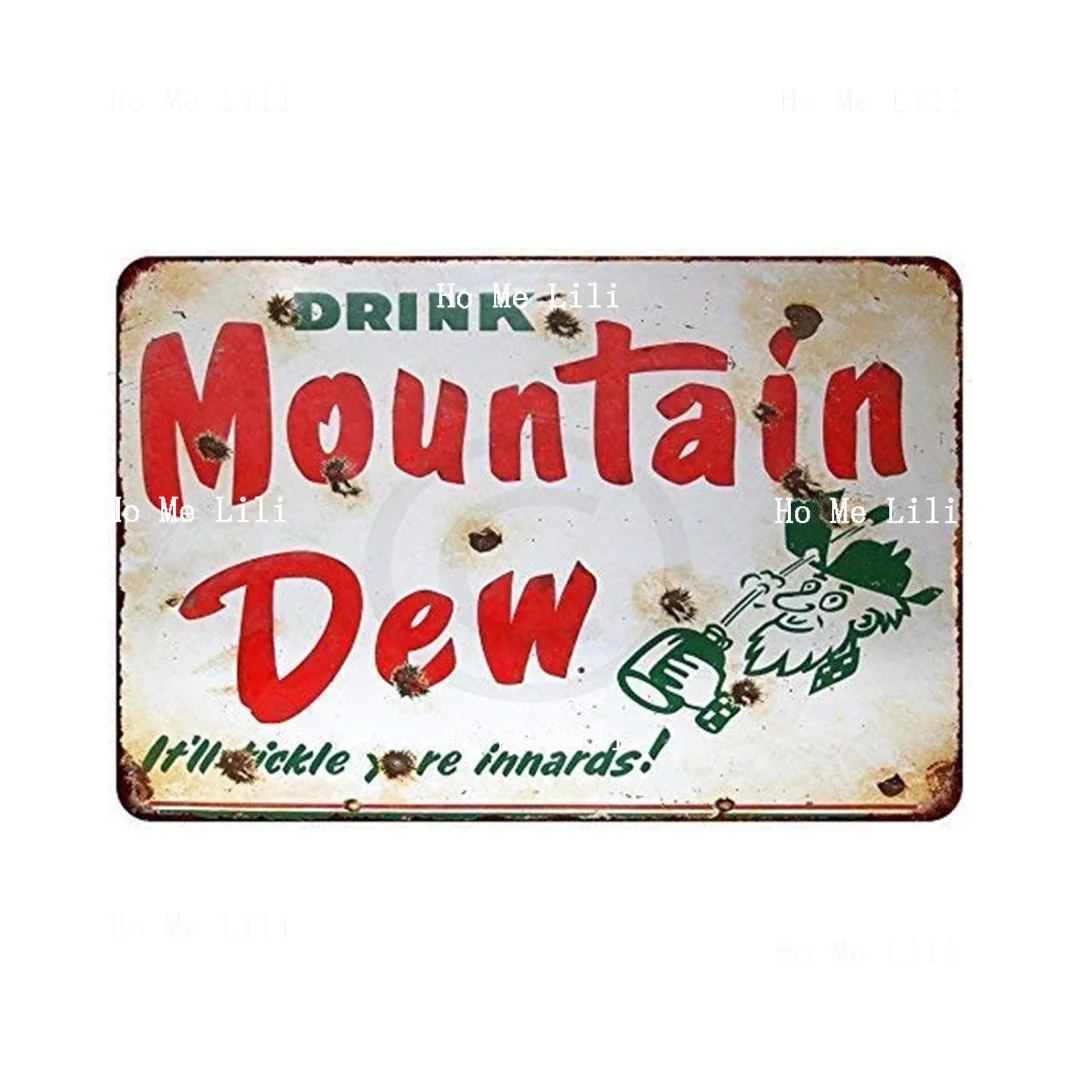 New Tin Sign Porcelain Look Drink Mountain Dew Soda Metal Sign