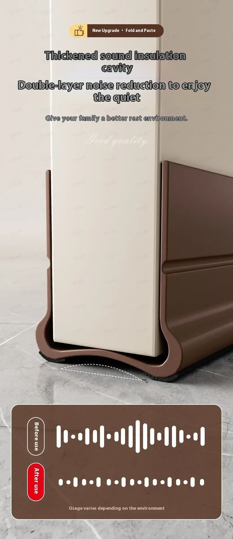 93cm Self-adhesive Door Bottom Sealing Strip PVC Flexible Door Gap Wind and Dust Proof Weather Strip with Soundproofing Felt