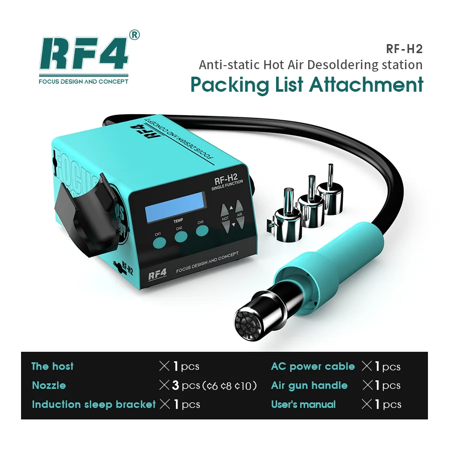 

RF4 RF-H2 Automatic Sleep SMD BGA Hot Air Soldering Rework Station with Digital Screen Phone Desoldering Motherboard IC Repair