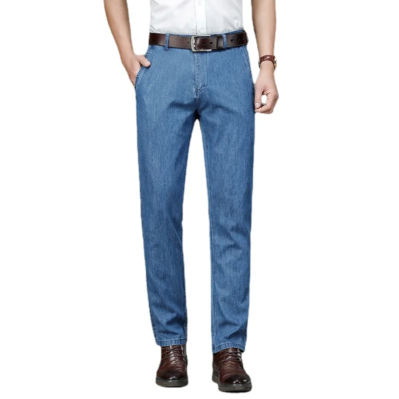 SHAN BAO Spring/Summer Brand Cotton Straight Loose Men's Jeans Classic Business Casual Office Men's High Quality Denim Jean