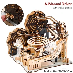 3D Wooden Puzzle Marble Run Set - DIY Mechanical Building Kit & Educational Toy (A-Manual Driven)
