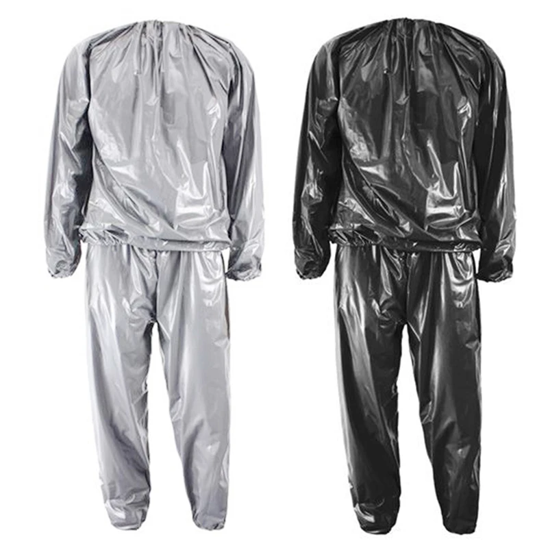 

ELOS-2 Pcs Heavy Duty Fitness Weight Loss Sweat Sauna Suit Exercise Gym Anti-Rip XL, Silver Color & Black