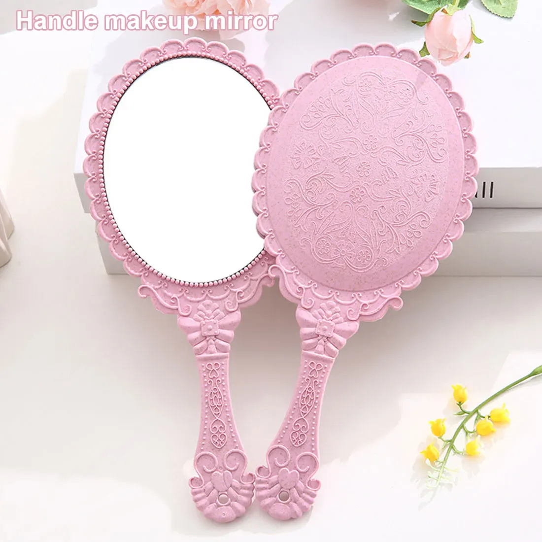 

L207 винтажное гравировальное ручное зеркало для туалетного столика ручное зеркало для салона макияжа косметическое зеркало для женщин