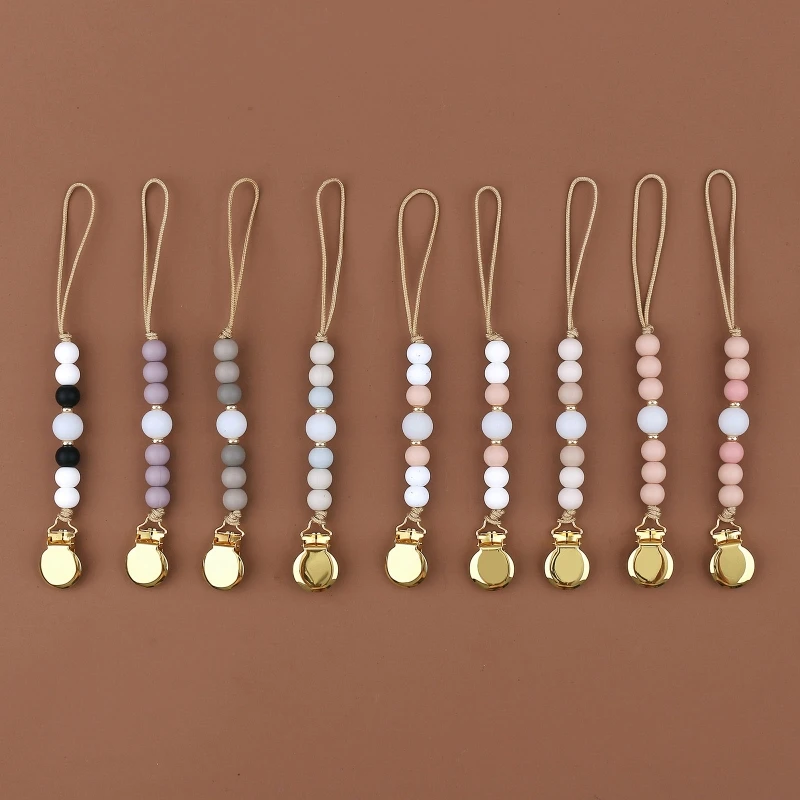 Pacifier Clips Chain Silicone Beads BPA Free DIY Dummy Clip Holder Soother Chains Baby Teething Toys Chew Shower Gifts pacifier chain pacifier clip teething toys pacifier accessories teething toy tethers teething beads teether clip