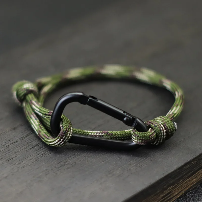 Handmade Paracord Bracelet for Men with Black Carabiner