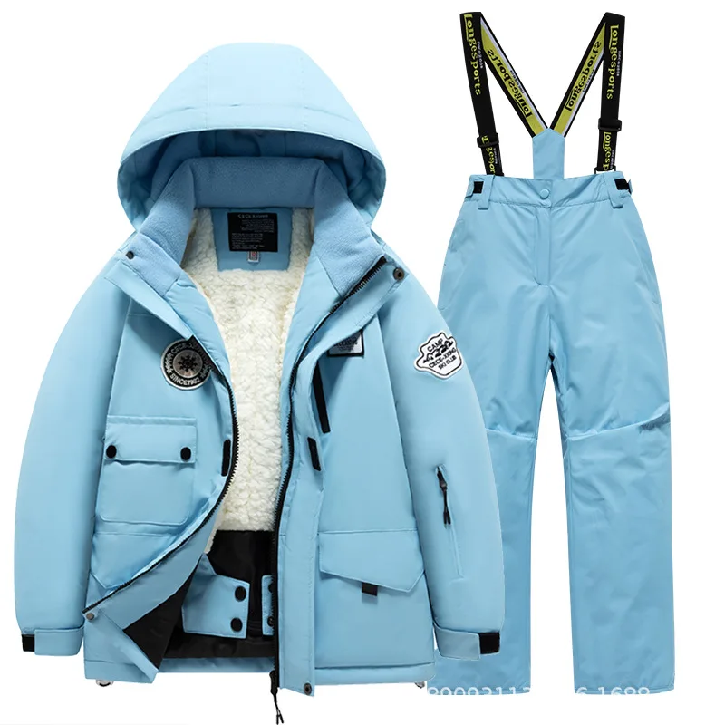 Winter Children's Skiing Suit for Boys and Girls Windproof and Waterproof Thick Coat for Warmth Snow Playing Equipment