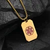 Customized DIY Medical Alert ID Necklace Dog Tag Pendant for Men Stainless Steel Matte ICE SOS Necklaces Personalized Jewelry 6