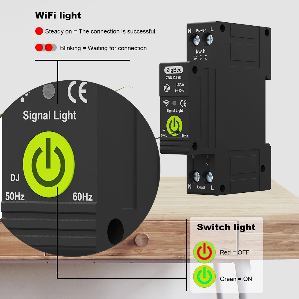 Tuya Zigbee 지능형 회로 차단기 타이밍 광발전 양방향 계량 에너지 계량기, 자동 재폐쇄 보호대, 1P
