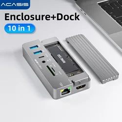 ACASIS USB C Hub 10 Gbps 10 In 1 Dock Station Type-C To HDMI & SSD Case USB Splitter PD 100W For Laptop