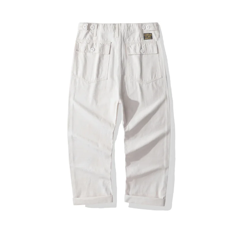 OKONKWO-American Retro Long Workwear Pants, Casual Trousers, Satin, Thick, OG-107, Outdoor Camping, Travel, Sports