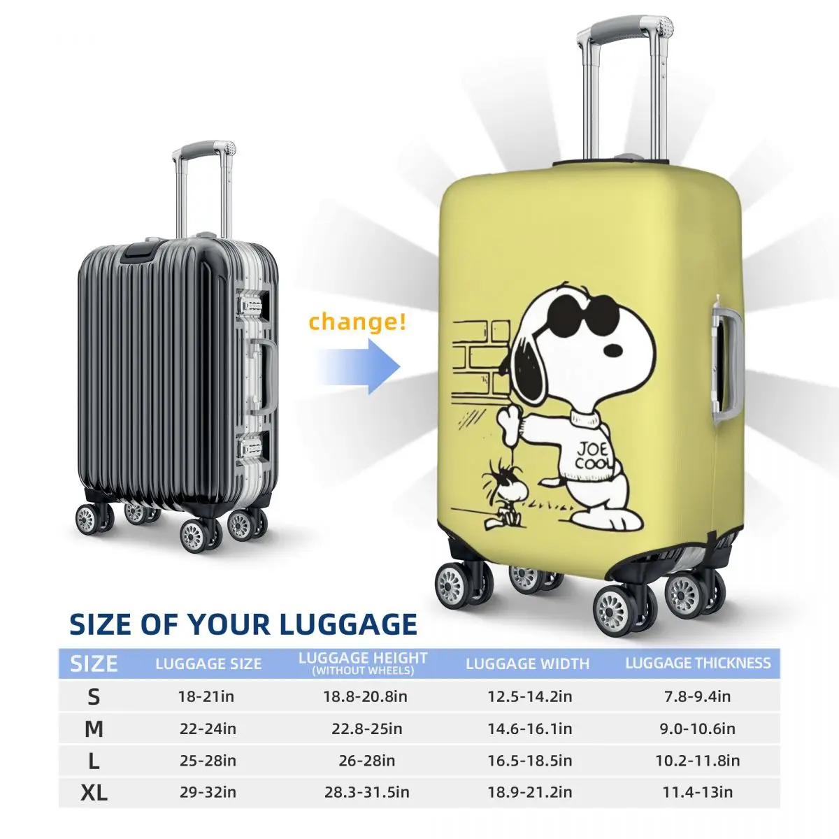 Peanuts Cute Snoopy Suitcase Cover Anime Cartoon Flight Business Strectch Luggage Supplies Protector 5