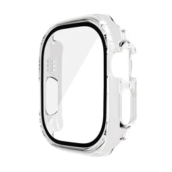 Premium Shock Protection Bumper Case with Glass Screen Protector for Apple Watch Ultra 2 - 49mm (Transparent)