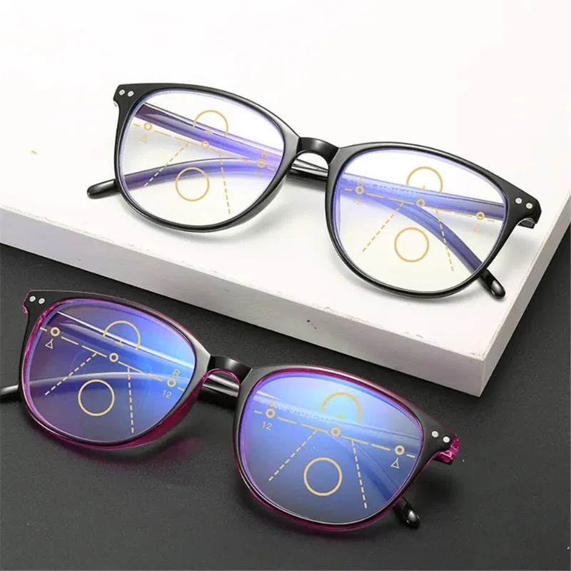 

Retro Progressive Multifocal Reading Glasses Women Big Frame Anti Blue Rays Eye Protection Presbyopic Eyewear+1.0 To +4.0 очки