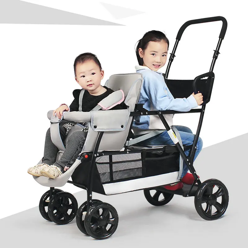 Sit And Stand Tandem Stroller Lightweight Twins Carriage With Toddler Platform Suit For 0-7 Ages Kids baby stroller