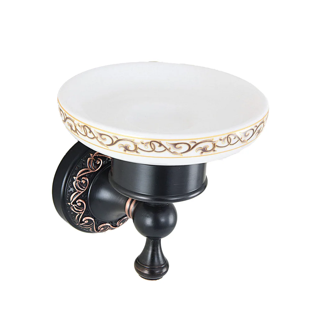 Black Oil Rubbed Brass Wall Mounted Bathroom Accessories Set Towel Bar Soap Dish Robe Hook Toilet Paper Holder azh116
