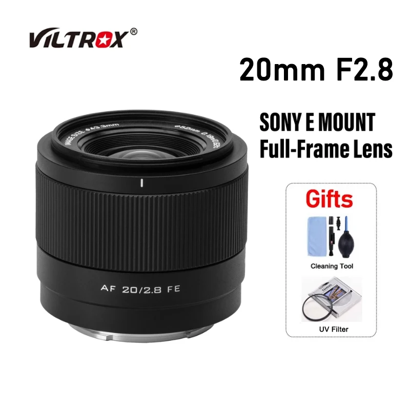 Viltrox 20Mm F2.8 Auto Focus Full Frame Obiettivo Ultra Grandangolare Per Fotocamere Sony E Nikon Z Mount, Con Flash Tt520Ii Opzionale