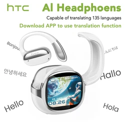 Wireless Bluetooth Earbuds with LED Touch Screen and AI Translation - HiFi Sound, HD Calls, Bone Conduction Technology (White - AI)