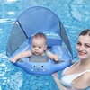Baby Pool Swimming Float with Canopy Non-inflatable Soft Waterproof Sunscreen Swim Ring Trainer Float for -3-24 Months Water Toy 1