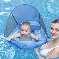 Baby Pool Swimming Float with Canopy Non-inflatable Soft Waterproof Sunscreen Swim Ring Trainer Float for -3-24 Months Water Toy 1