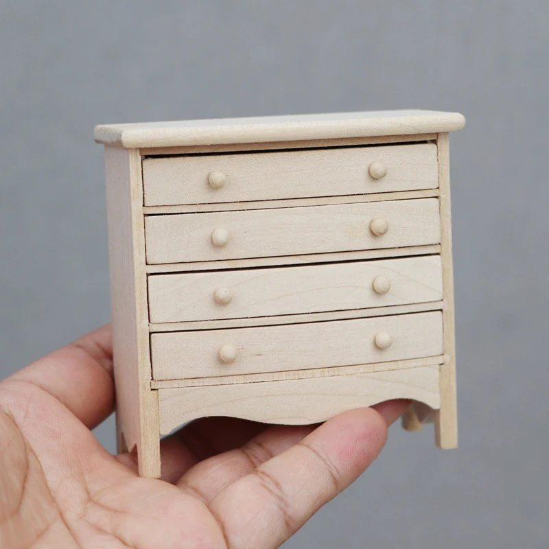 1:12 Dollhouse Miniature Bedside Table Series Storage Cabinet W/Drawer Model Doll House Bedroom Furniture Decor Toy Accessories 3