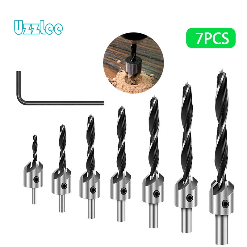 Countersink Drill Bits Set 7Pcs 3 10mm Counter Sink Bit for Wood High