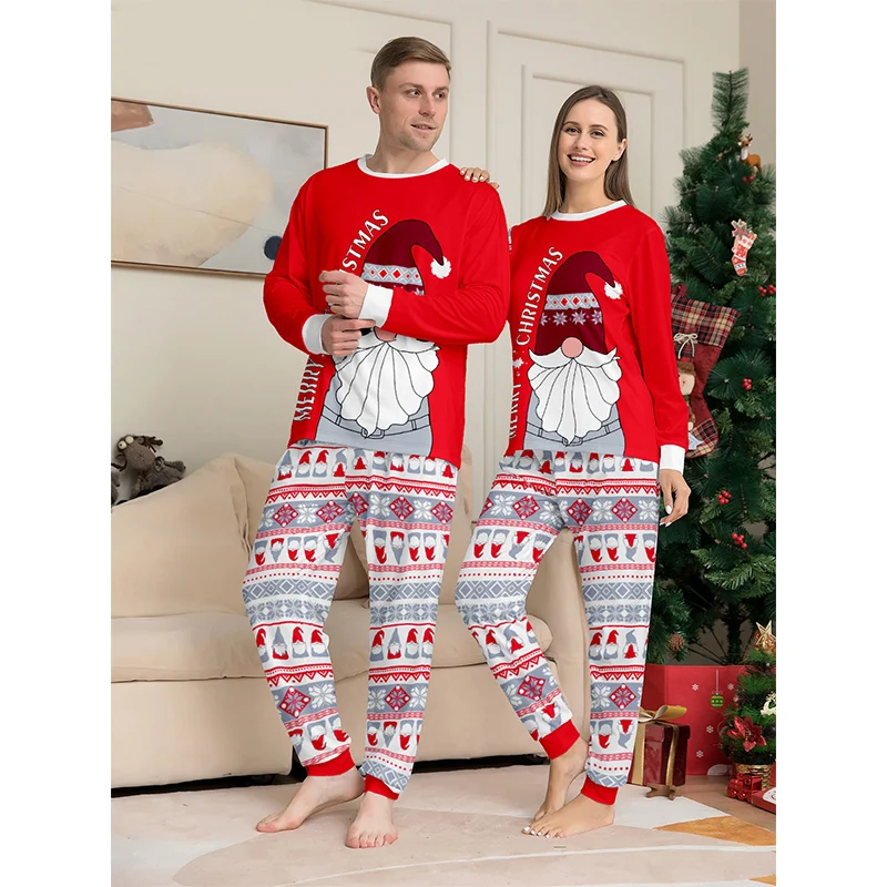 thumbnail image 4 of Pijamas navideños familiares a juego, pijamas de 2 piezas con estampado de cuadros rojos para Año Nuevo 2025, pantalones estampados para adultos, niños y bebés, ropa navideña, 4 of 5