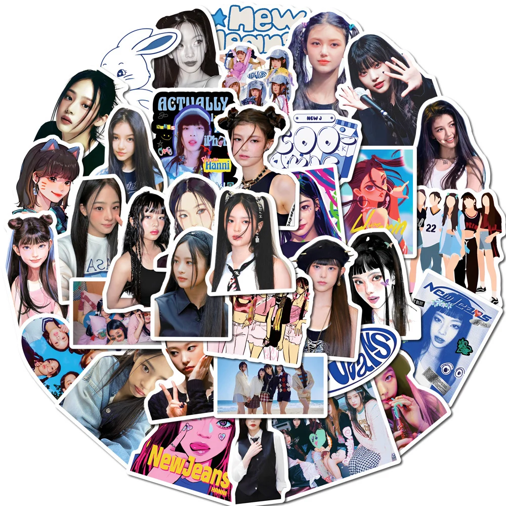10/30/50pcs Kpop New Jeans Stickers Kawaii Girls Sticker Diary Scrapbooking Motorcycle Laptop Wall Waterproof Decorative Decals