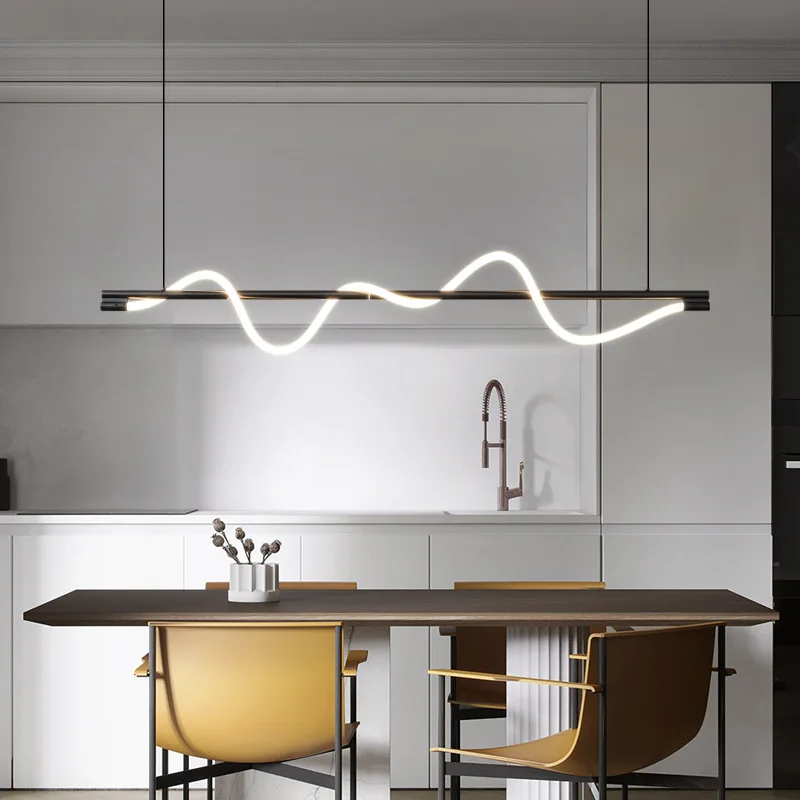 Wavy-shape-LED-silica-gel-Pendant-Lamp-for-office-Dining-room-Kitchen ...