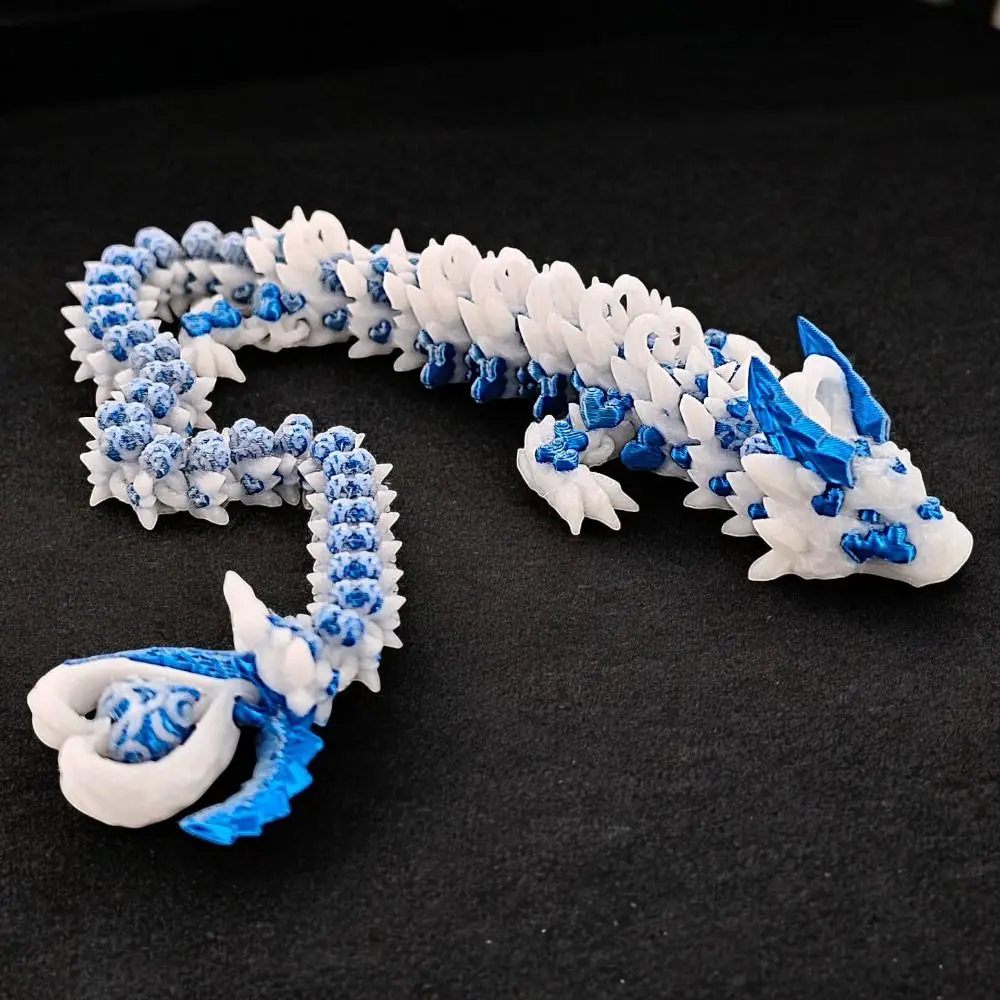 시뮬레이션된 눈을 가진 3D 프린팅 드래곤, 중국 용, 레이저 3D 프린팅 디세라톱스 드래곤, 유연하고 회전 가능한 3D 관절형 드래곤 장난감