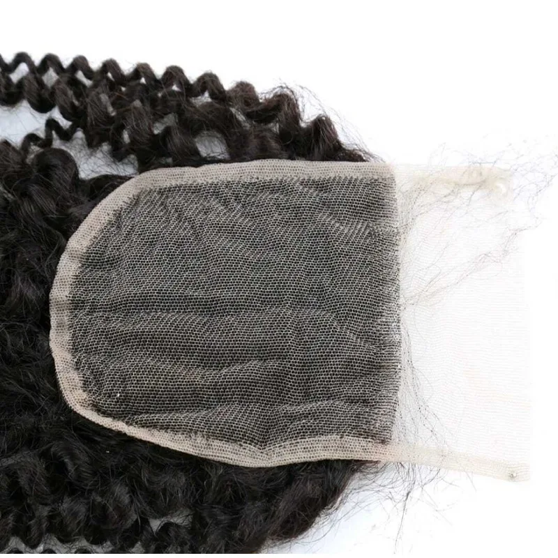 Afro Kinky Curly Lace Closure Human Hair 4x4 Lace Closure Free Part Transparent Baby Hair Brazilian Remy Extension