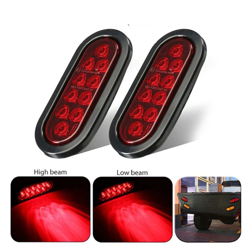 

2Pcs 6 Inch 22 LED Truck Taillight Transparent Reversing Brake Reverse Stop Tail Warning Light Lamp with Wiring Plug