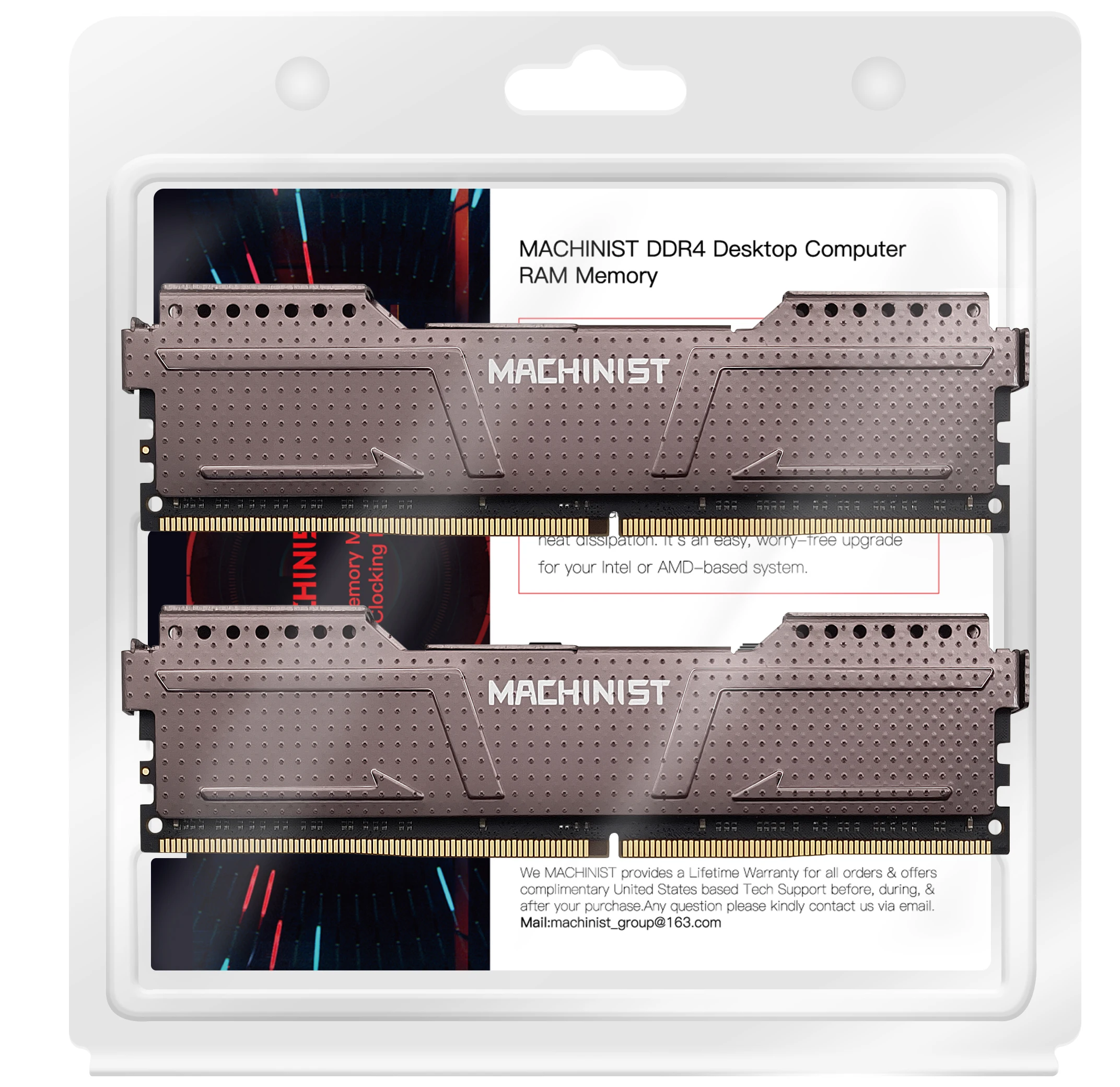 Desktop Memory Kit 8gb Ram Ddr4 2666mhz e Servidor 2133mhz com Dissipador de Calor Machinist-x99 - Imagem 2