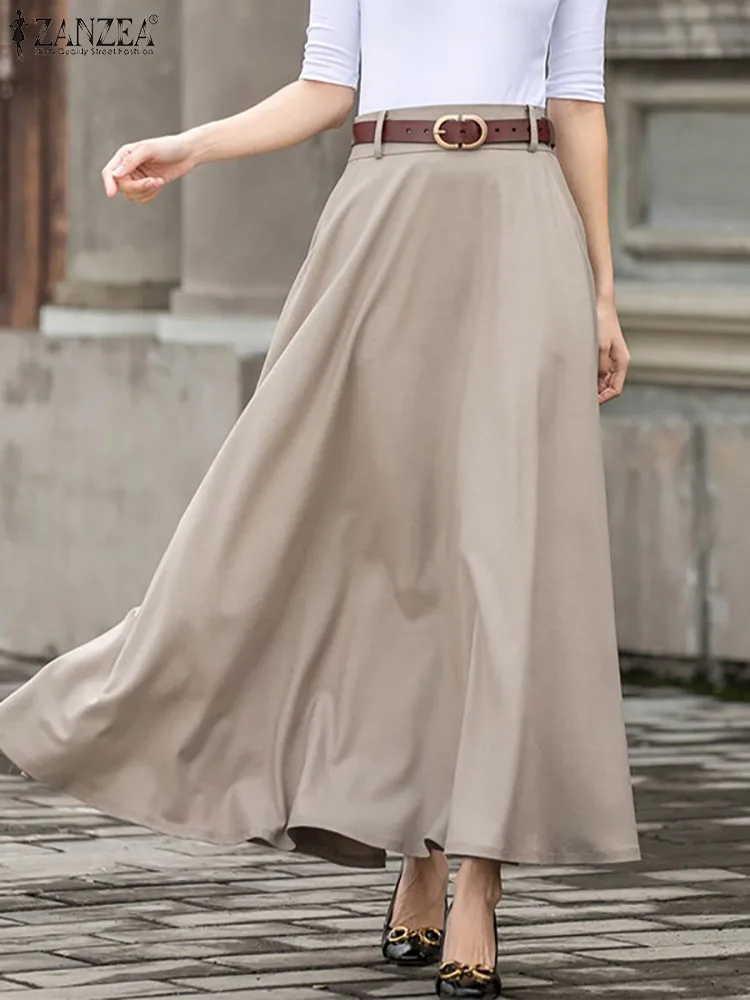 

ZANZEA Women Vintage Skirts 2023 Summer Solid Maxi Long Skirts Casual Loose A Line Faldas Oversized High Waist Skirts Saias Jupe