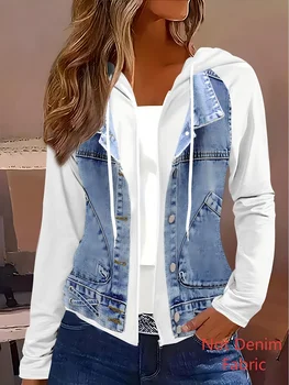Printed  Jacket-Not Denim Fabric And White Hoodie Jacket Spring and Autumn styles casual style 1