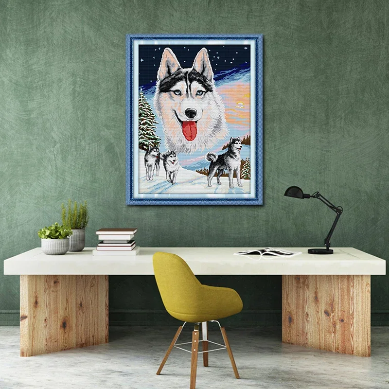 Niedliche Hunde Tiermuster Gepard Kreuzstichset 14ct 11ct Count Print Leinwand Diy Stickerei Nähset Heimdekoration
