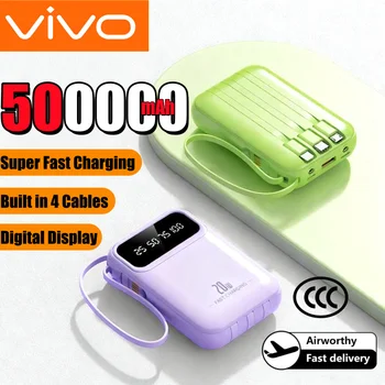 VIVO 500000mAh Capacità Power Bank Batteria esterna a ricarica super veloce di grande capacità integrata a 4 fili per iPhone Huawei Nuovo