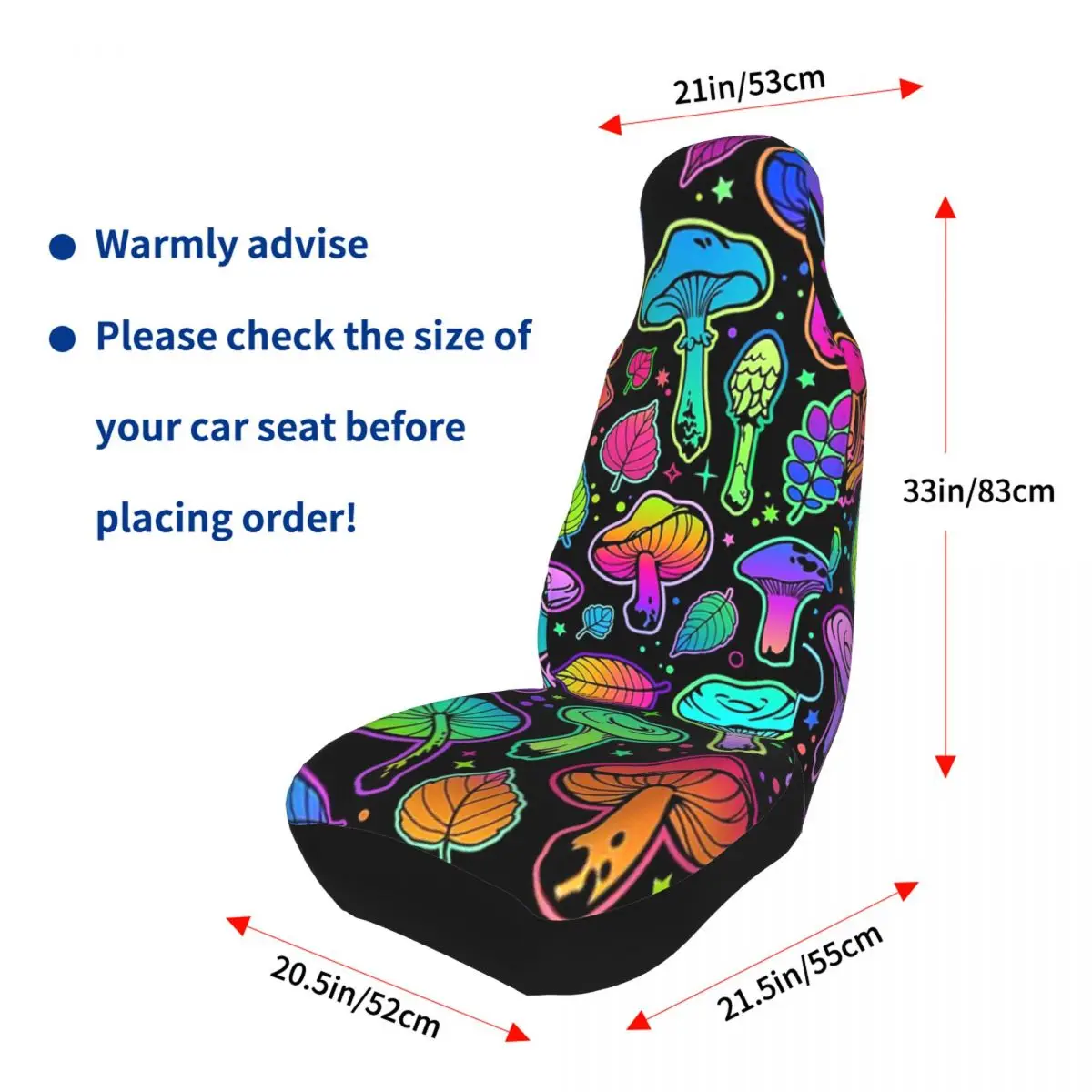 Psychedelic Magic Rainbow Mushrooms Trippy Mushroom Car Seat Cover Set 2 Pcs for Cars Auto SUV Universal Protector Accessories