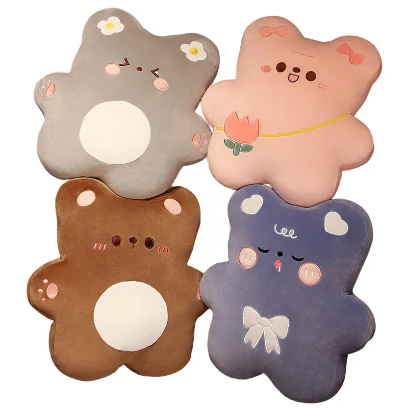 40x35cm Cookie Flat Bear Doll Plush Toy Squishy Cartoon Animal Soft Pillow With Blanket Plushie Decor Lumber Support Kids Gifts