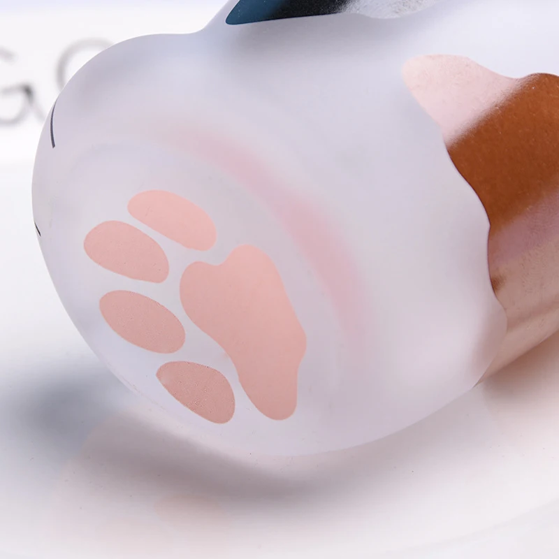 300ml Cat Paw Cup Glass Frosted Water Cup Cat Foot Claw Print Mug for Coffee Milk Kids Cute 3D Paw Drinkware Gifts